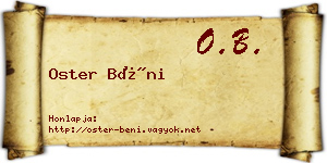 Oster Béni névjegykártya